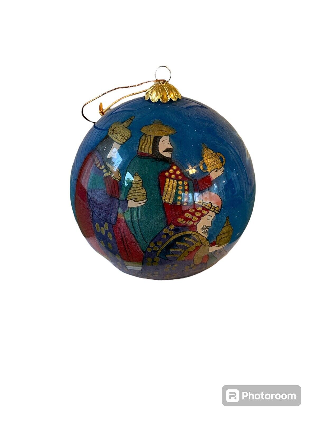 2000 Li Bien Hand Painted Three Wisemen Gifts Blown Glass Christmas Ornament