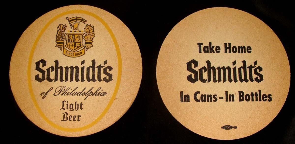 Vintage 1969 Original SCHMIDT\'S Light Beer pair  3.5 COASTERS Philadelphia Pa