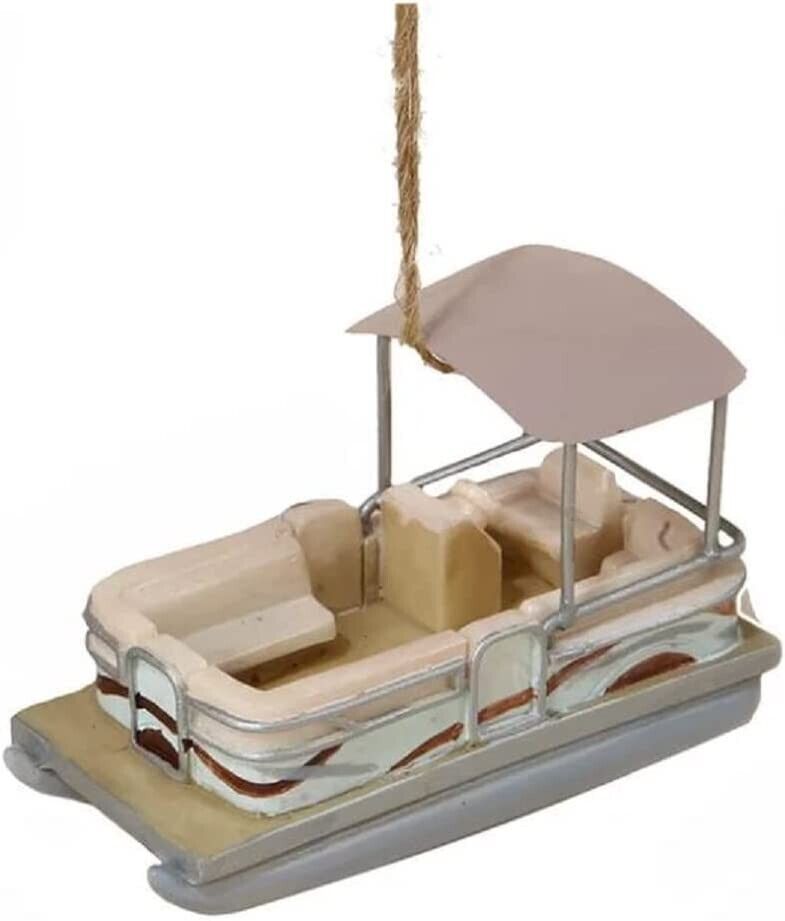 Kurt Adler Pontoon Boat hanging Ornament-X-mas-party relax-water-lake-sunset-Gif