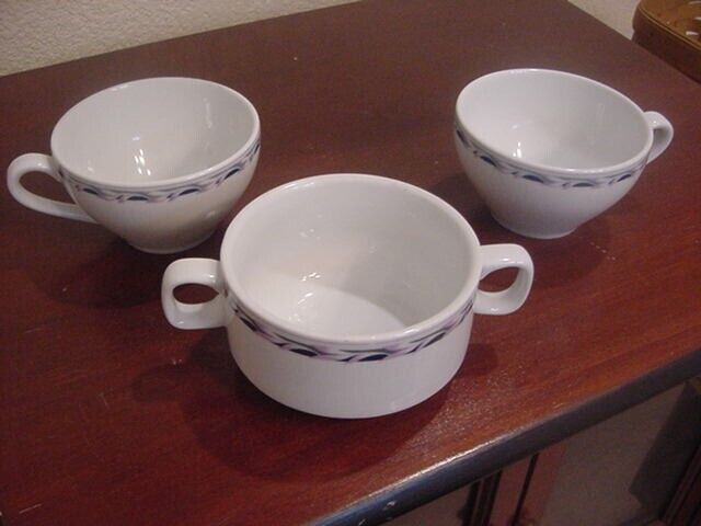 2 Continental Airlines Inflight (Asia) Service Rego Cups  & 1 Bowl  Ex. Cond. BO