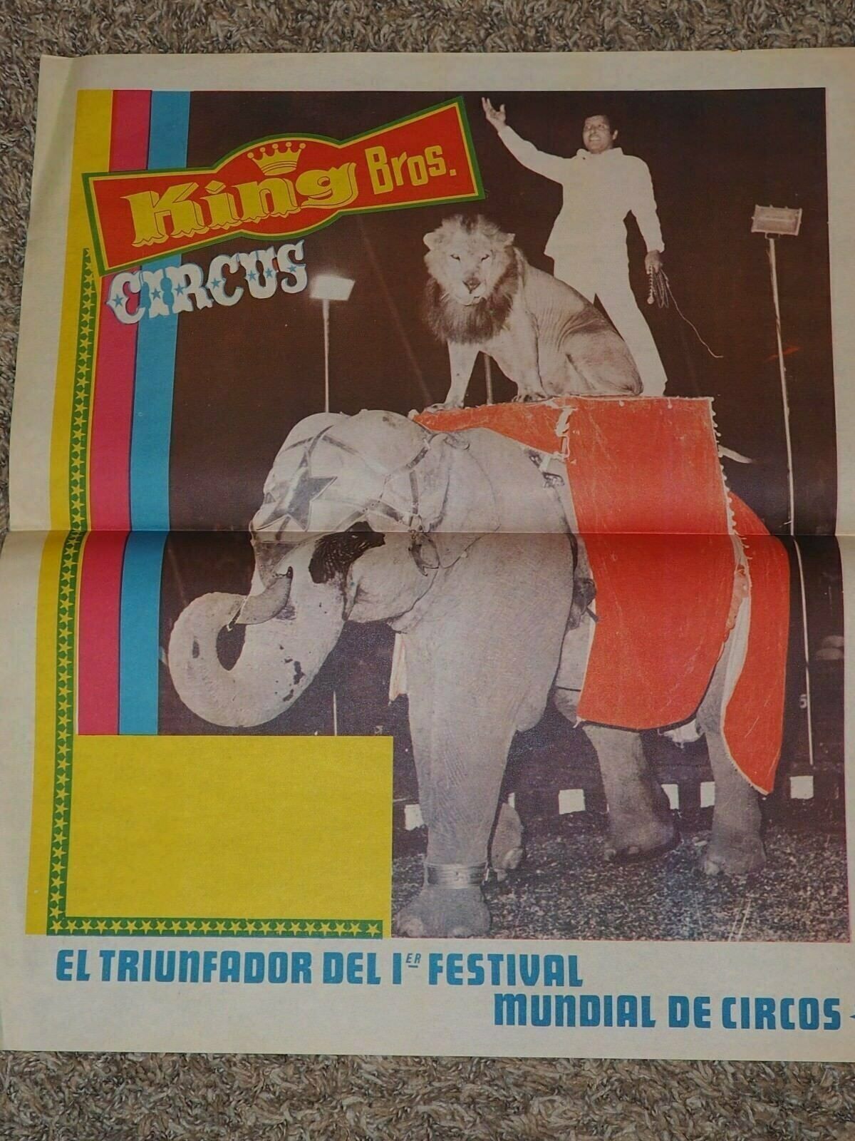KING BROS. CIRCUS El Triunfador Del 1er Festival Mundial De Circos 17.5 x 21.5\