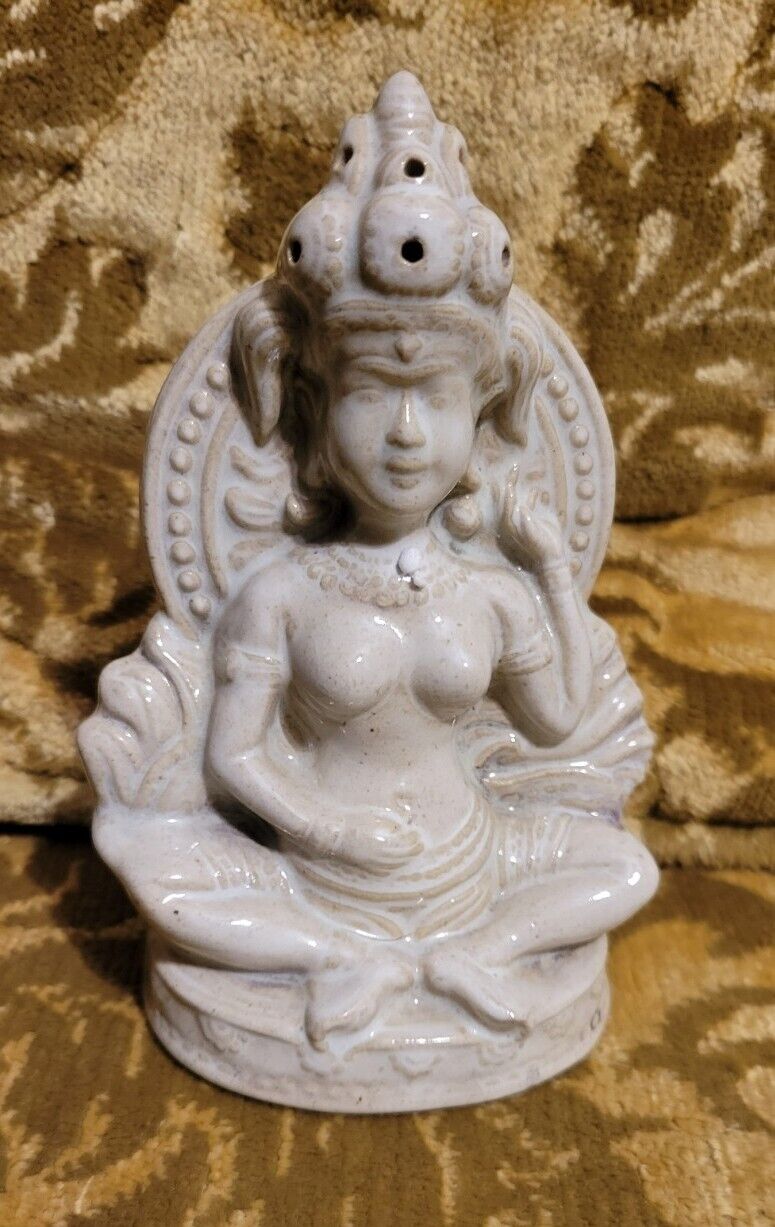 Old Crow Stoneware Buddhist Goddess Incense Cone Burner 5\