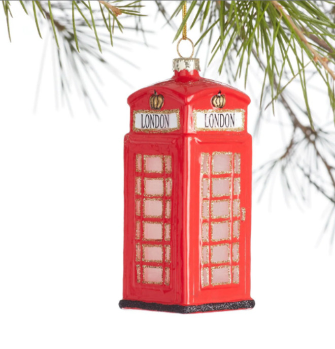 London Phone Booth Ornament glass