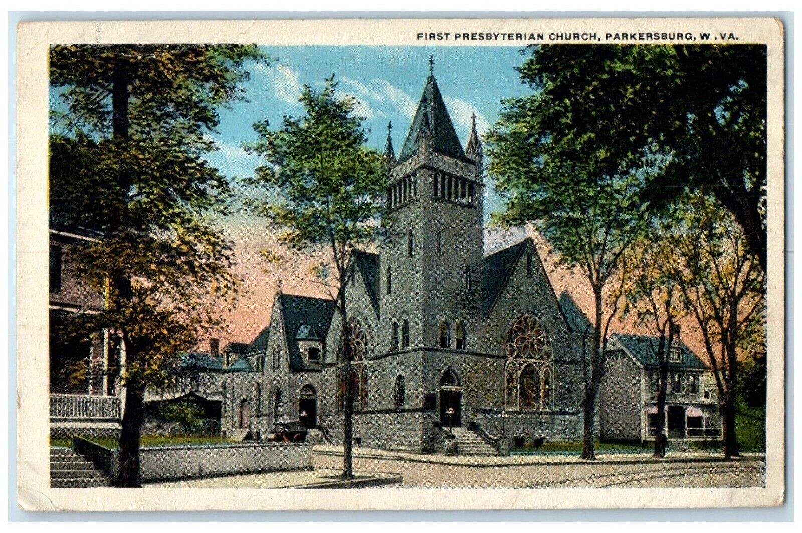 c1930\'s First Presbyterian Church Parkersburg West Virginia WV Vintage Postcard