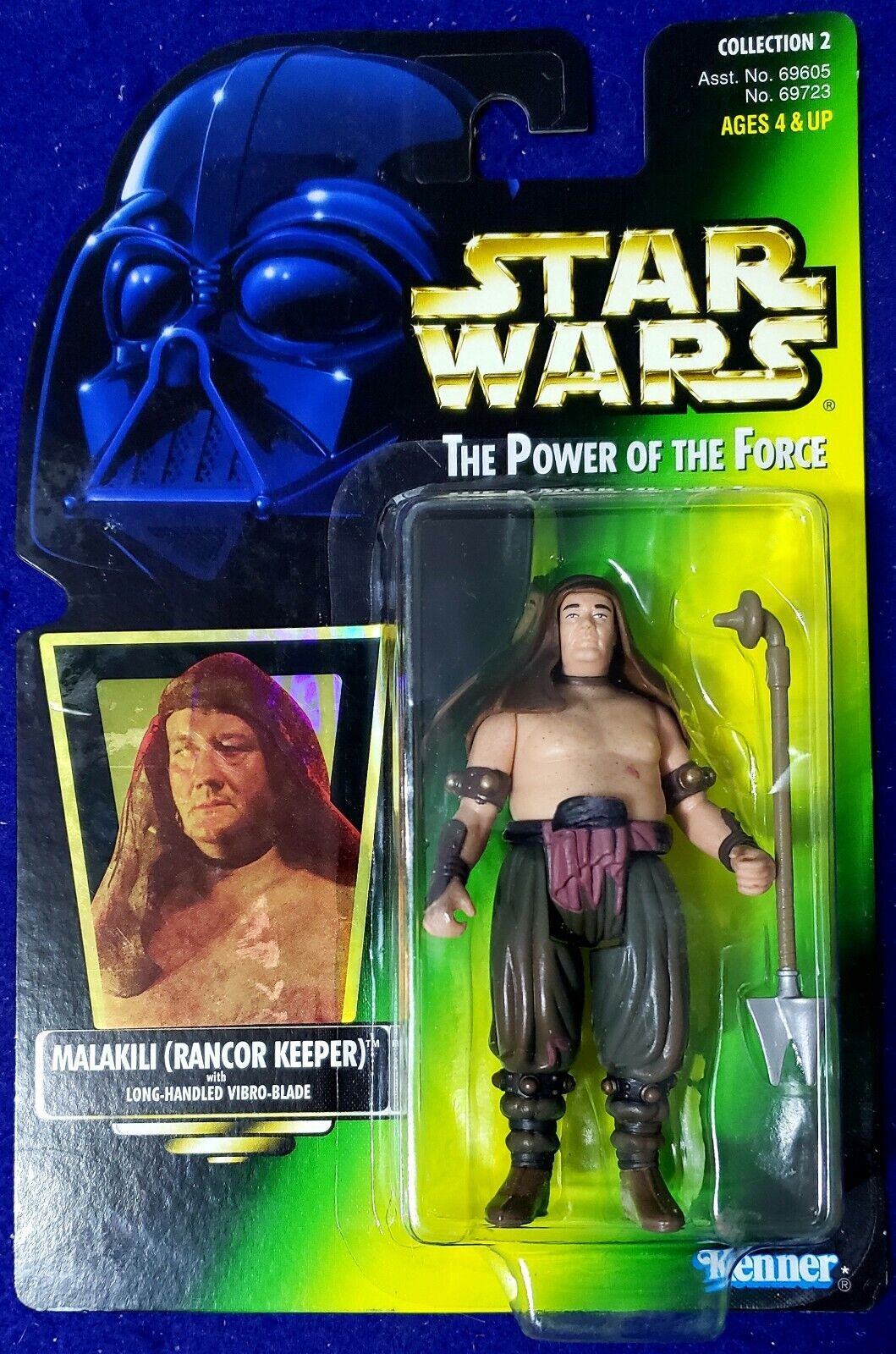 Holo Kenner Star Wars 1997 Power Of The Force MALAKILI (RANCOR KEEPER) MOC MIB