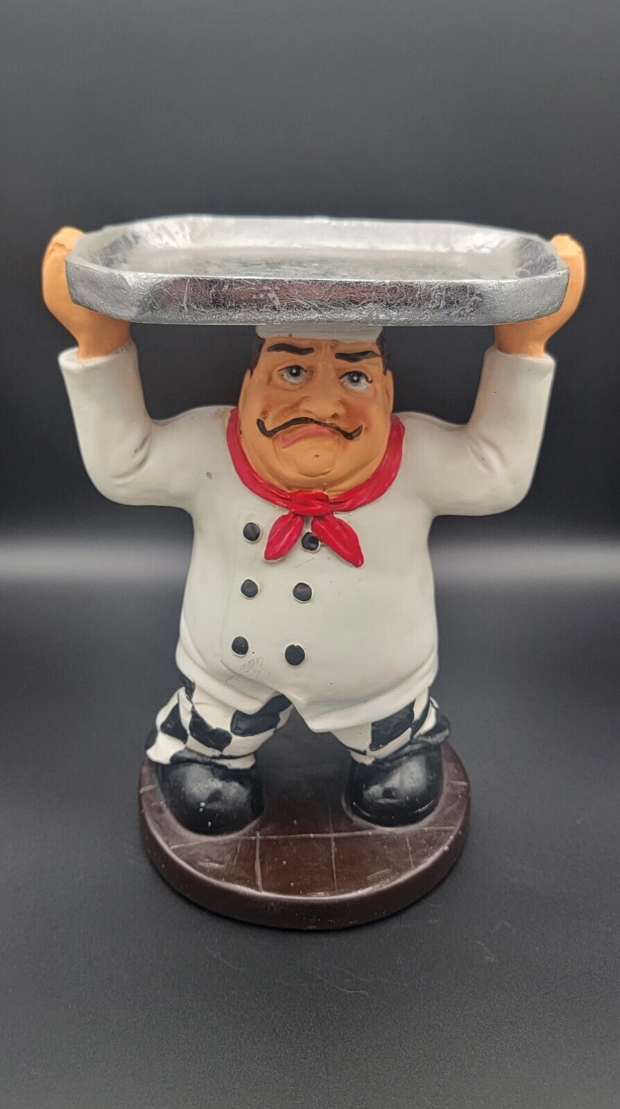 Vintage Peter Mook Chef Figurine Holding Serving Tray 9.25\