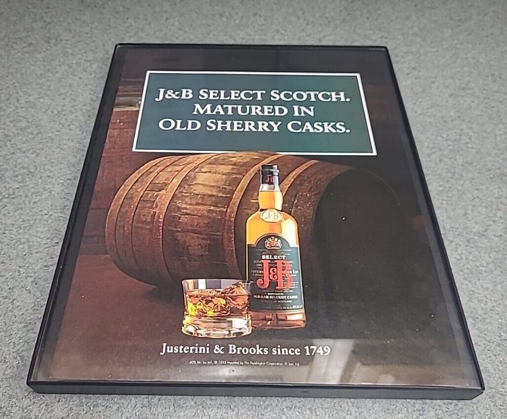 J&B Select Scotch Whiskey Old Sherry Casks 1993 Print Ad Framed 8.5x11 