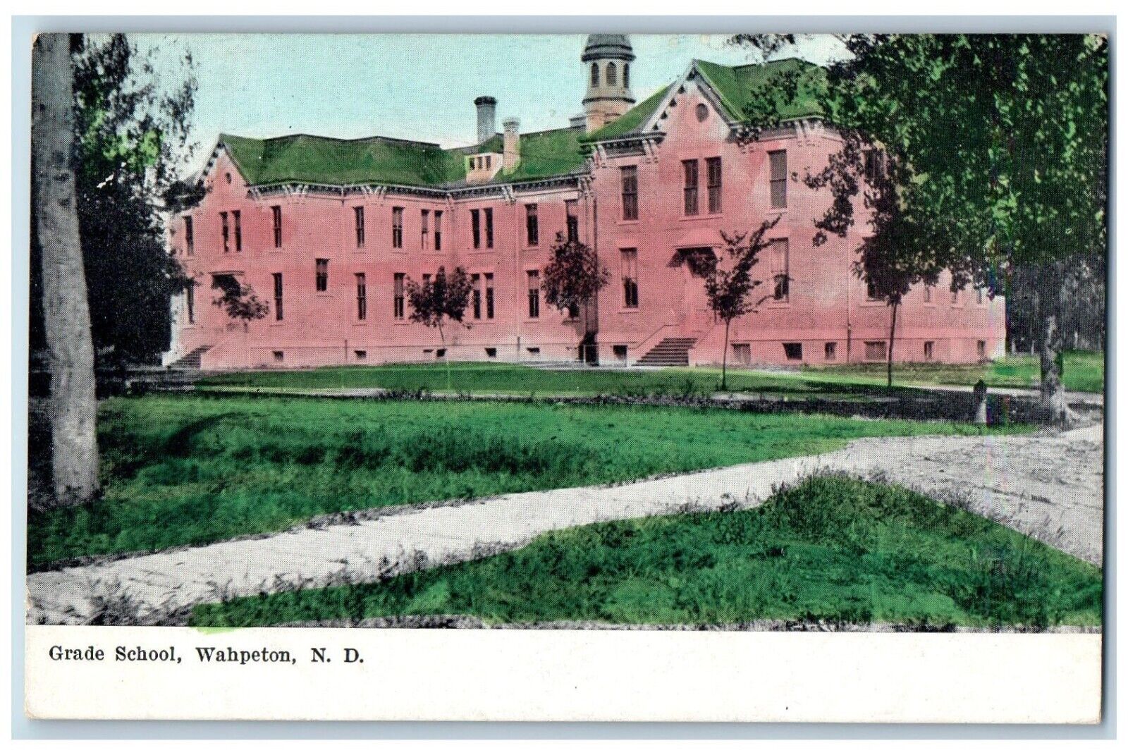 Wahpeton North Dakota Postcard Grade School c1908 Exterior View Vintage Antique