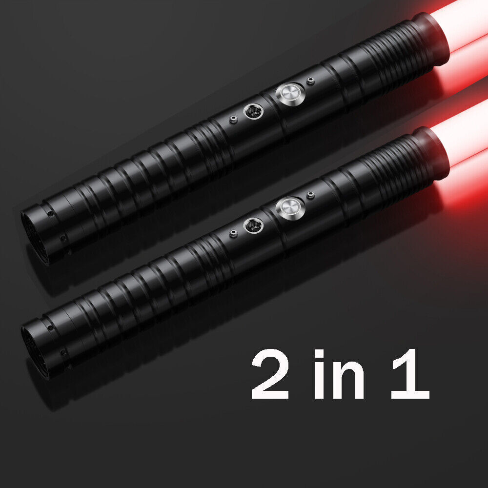 2Pcs Star Wars Lightsaber RGB Metal Hilt 7 Colors Force FX Dueling Light 2-in-1
