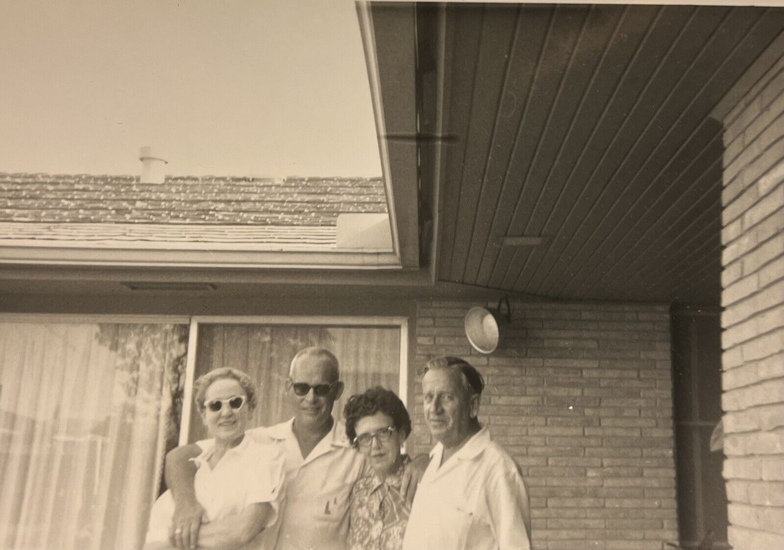 Happy Group On Porch Picture Vintage Photo Picture