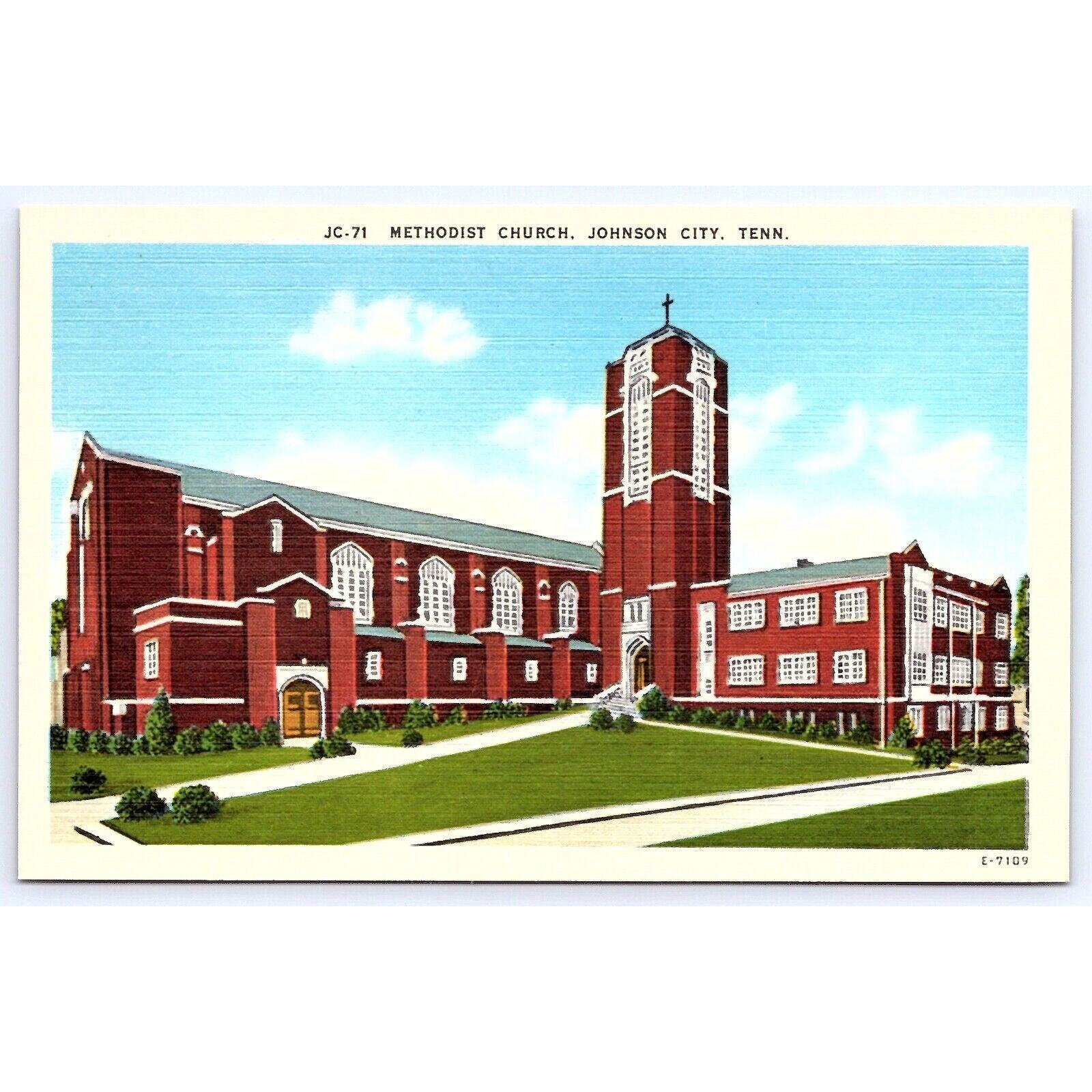 Methodist Church Johnson City Tennessee JC-71 E-7109 VTG Linen Postcard 01033