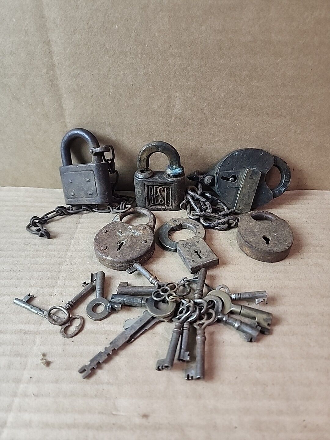 Antique & Vintage  Padlock, And Key Collection  Lot