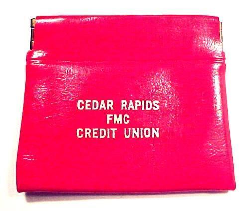 Cedar Rapids FMC Credit Union Pinch Coin Purse Iowa IA Vintage Advertising Vinyl