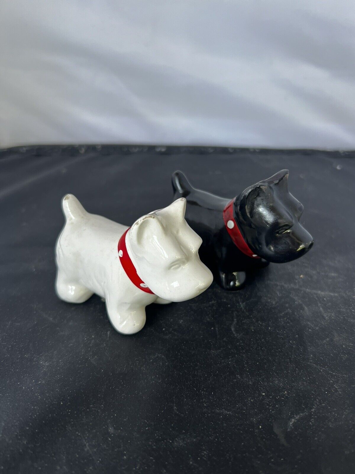 Vintage White Black Scottie Westie Dogs Salt And Pepper Shakers