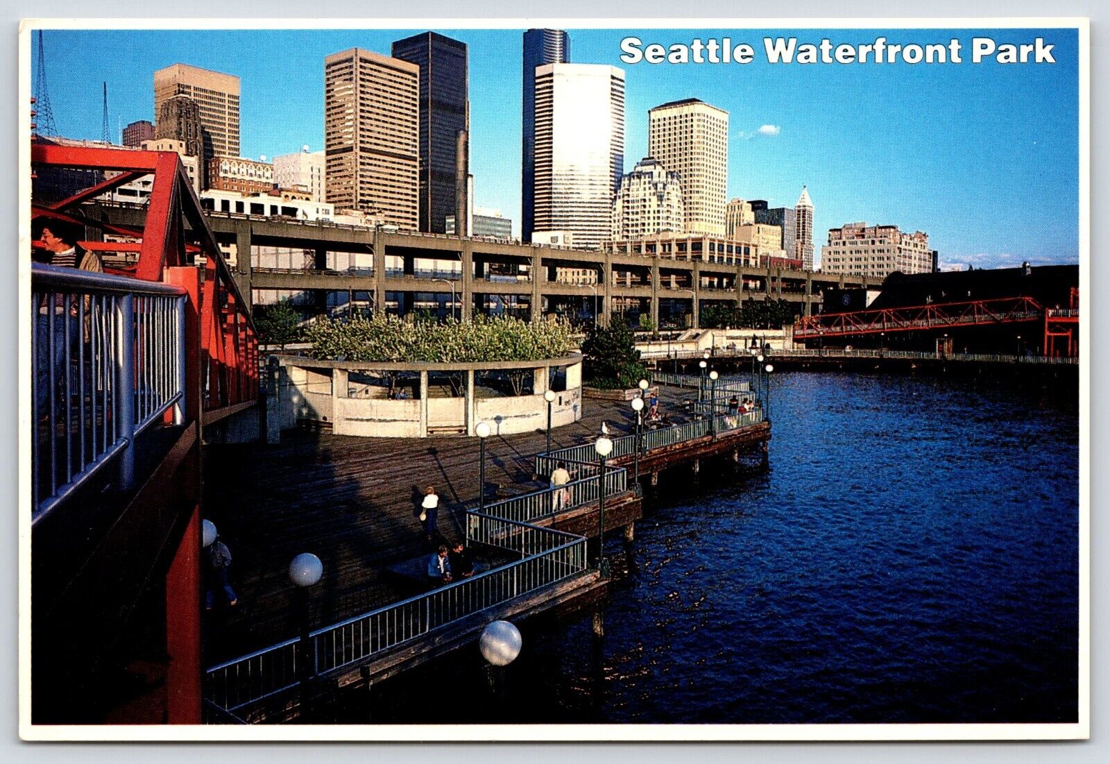 Washington Seattle Waterfront Park Elliott Bay Vintage Postcard Continental