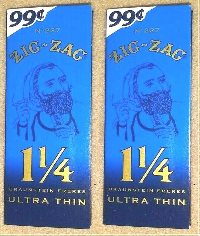 2x Zig Zag Ultra Thin 1 1/4 Rolling Papers Blue Pack 32 Lvs USA SHIPPED