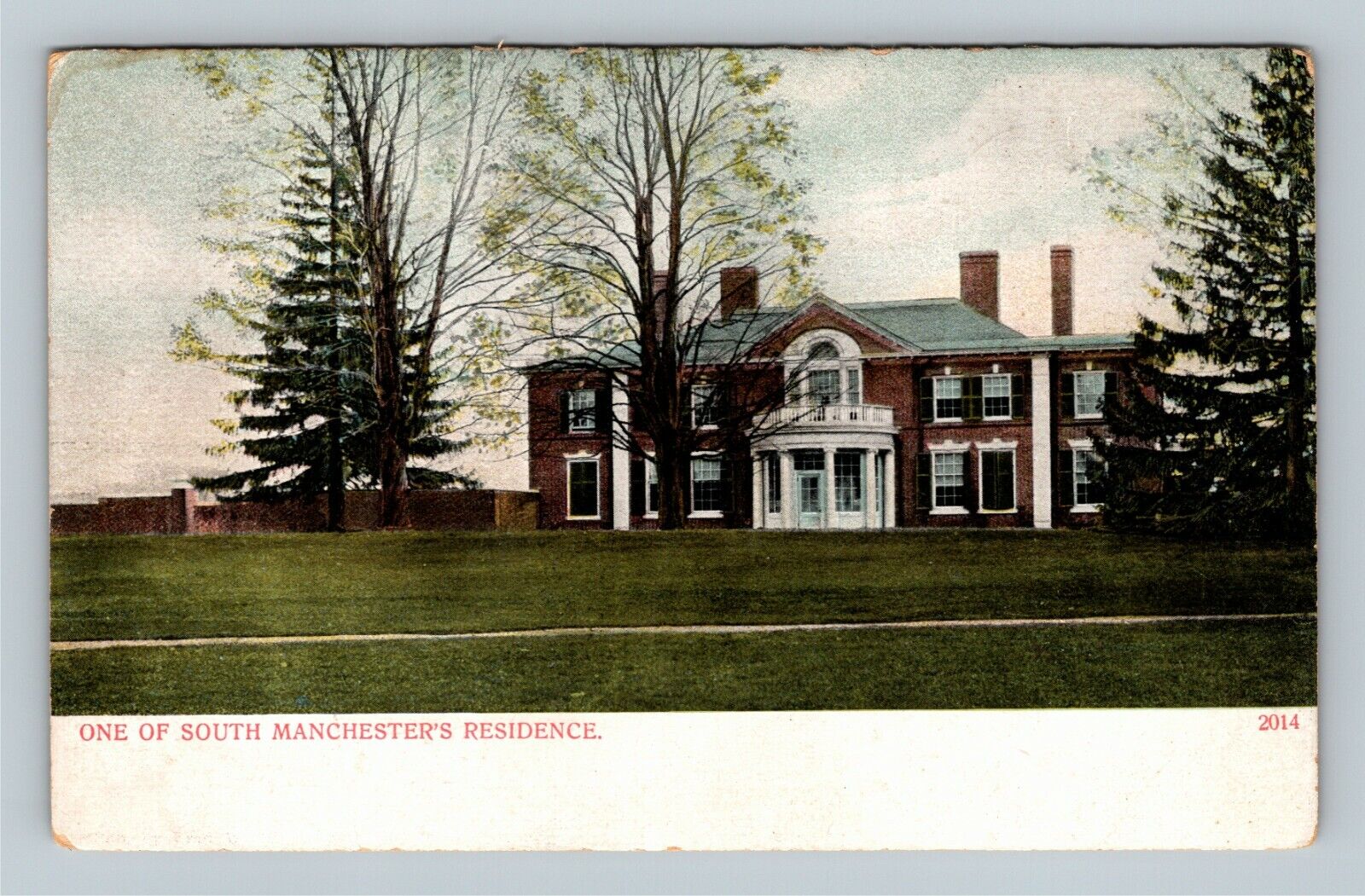 South Manchester MA Residence, Mansion, Grounds, Massachusetts Vintage Postcard