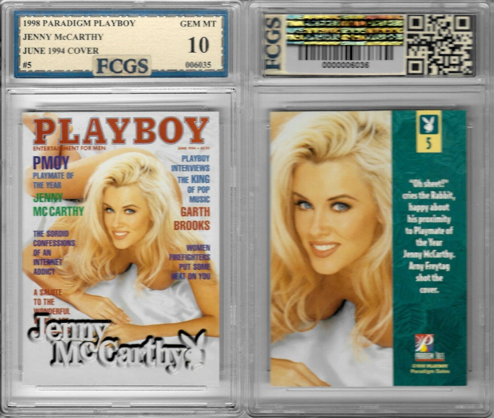 1998 Playboy Jenny McCarthy June 1994 Cover Card Graded FCGS 10 GEM MINT