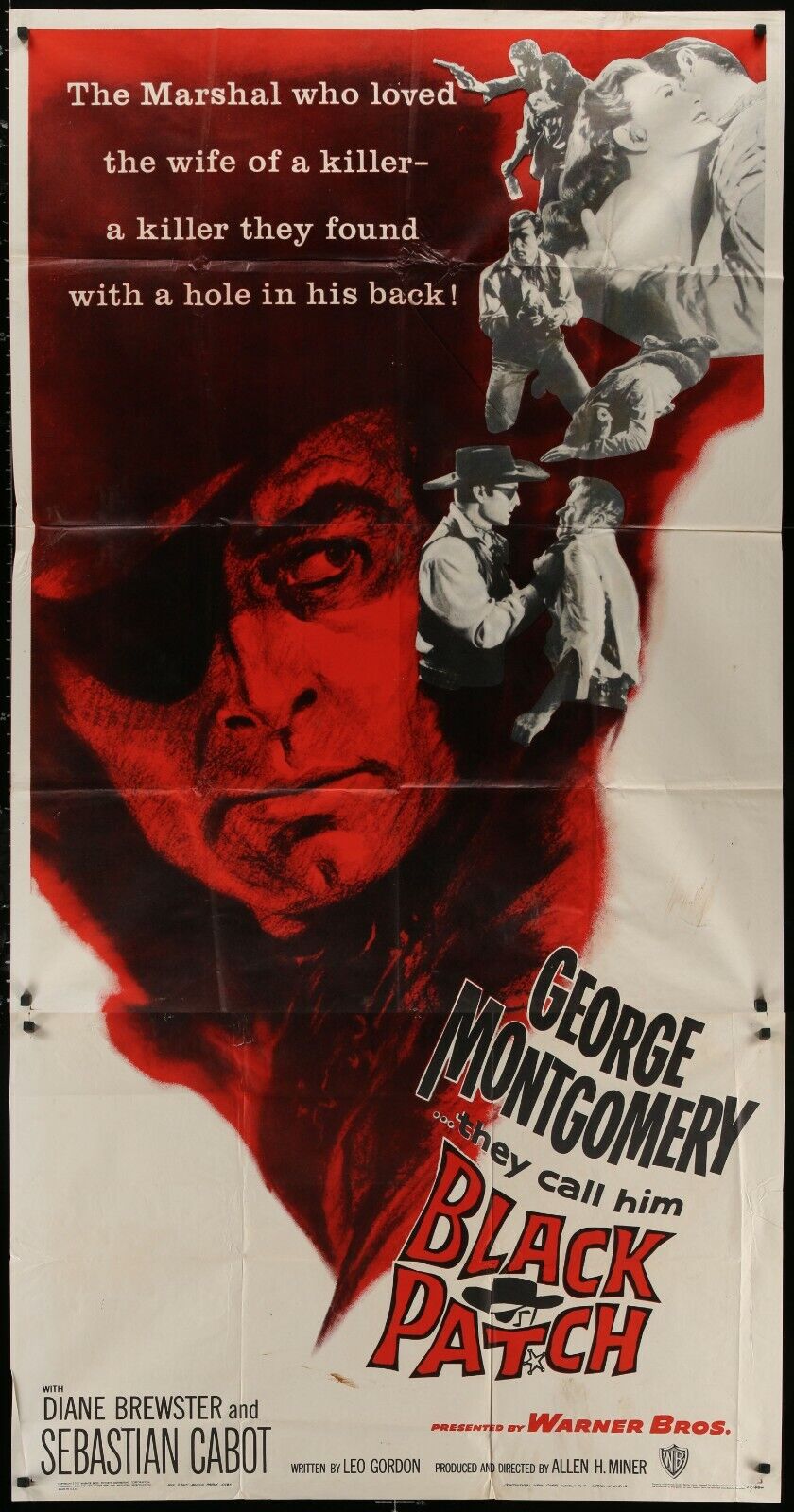 BLACK PATCH George Montgomery Western ORIG 1959  3-SHEET Movie Poster 41 x  81
