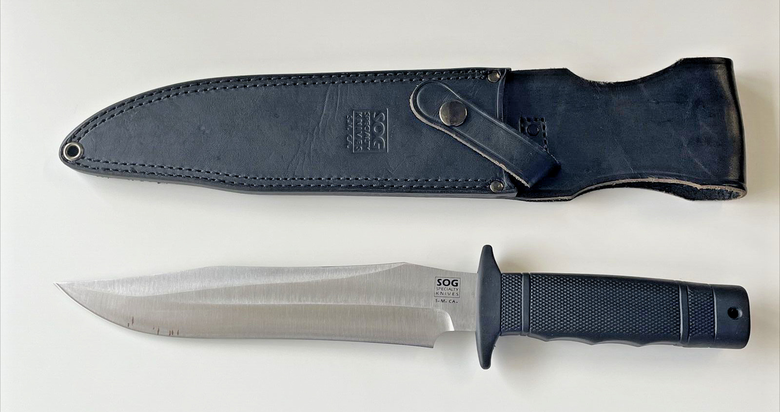 SOG S5 Tigershark S.M.CA Fixed Blade Knife Carbon Steel Sheath Seki-Japan 1989