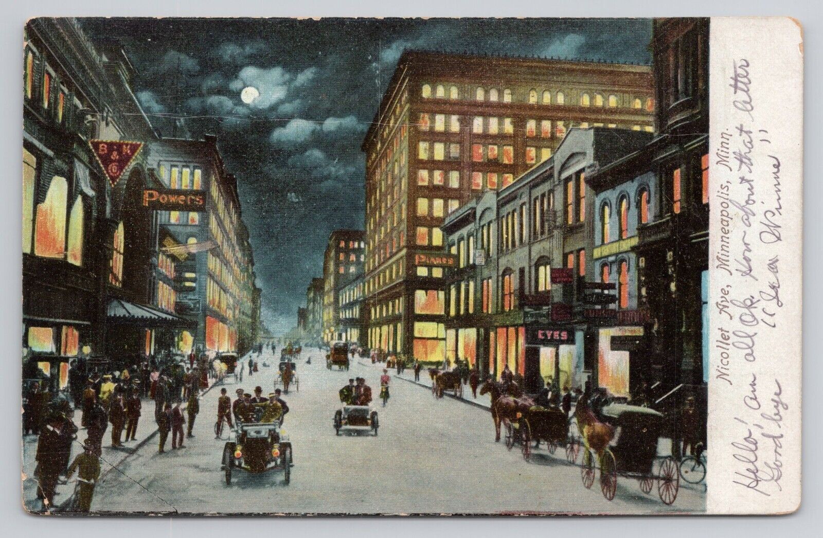 Nicollet Ave Minneapolis Minnesota 1907 Antique Postcard