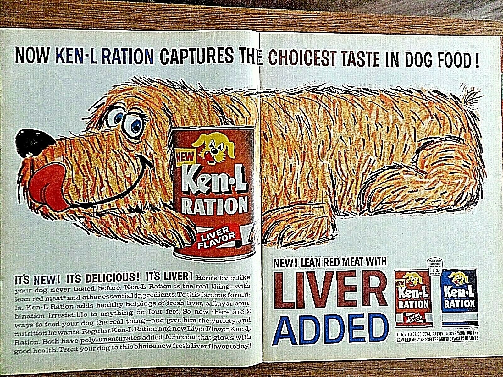 1963 Ken-L-Ration Dog Ad Large Dog Pin Art