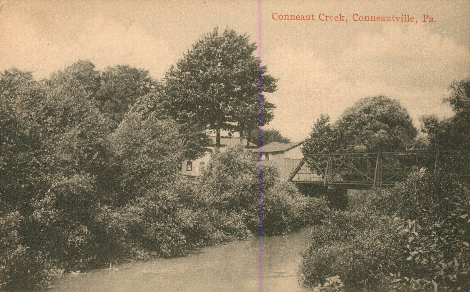 Conneaut Creek,Conneautville, Pa - RPPC Antique Postcard 1917 Real Photo