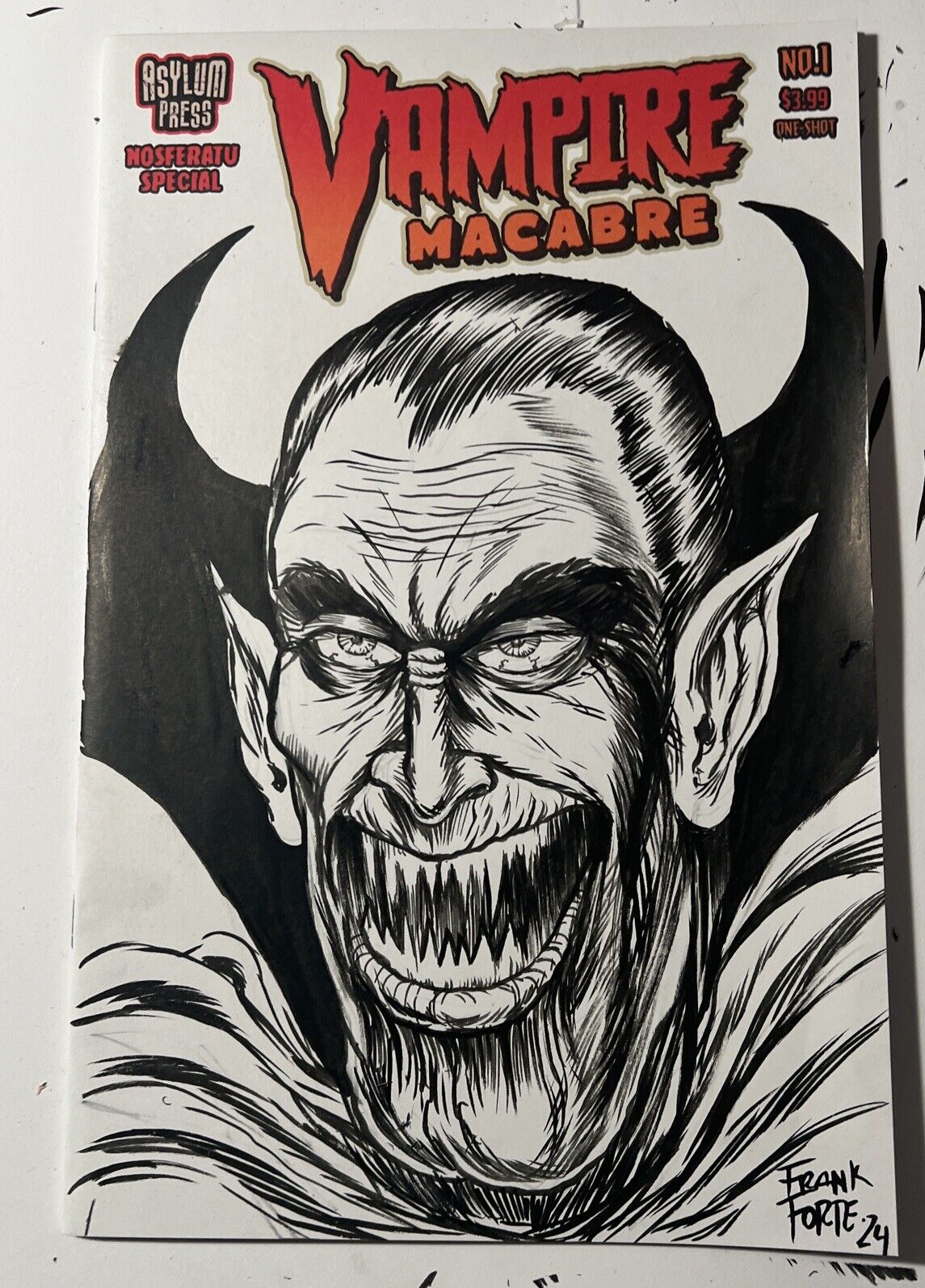 Vampire Macabre #1C Original Sketch Cover Art Frank Forte Dracula Nosferatu