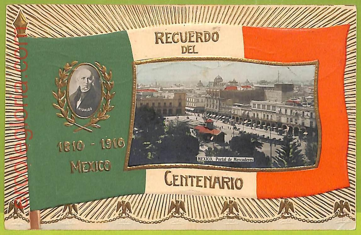 ah0224 - MEXICO - VINTAGE POSTCARD- Memory of the Centenary 1810-1910 - Embossed