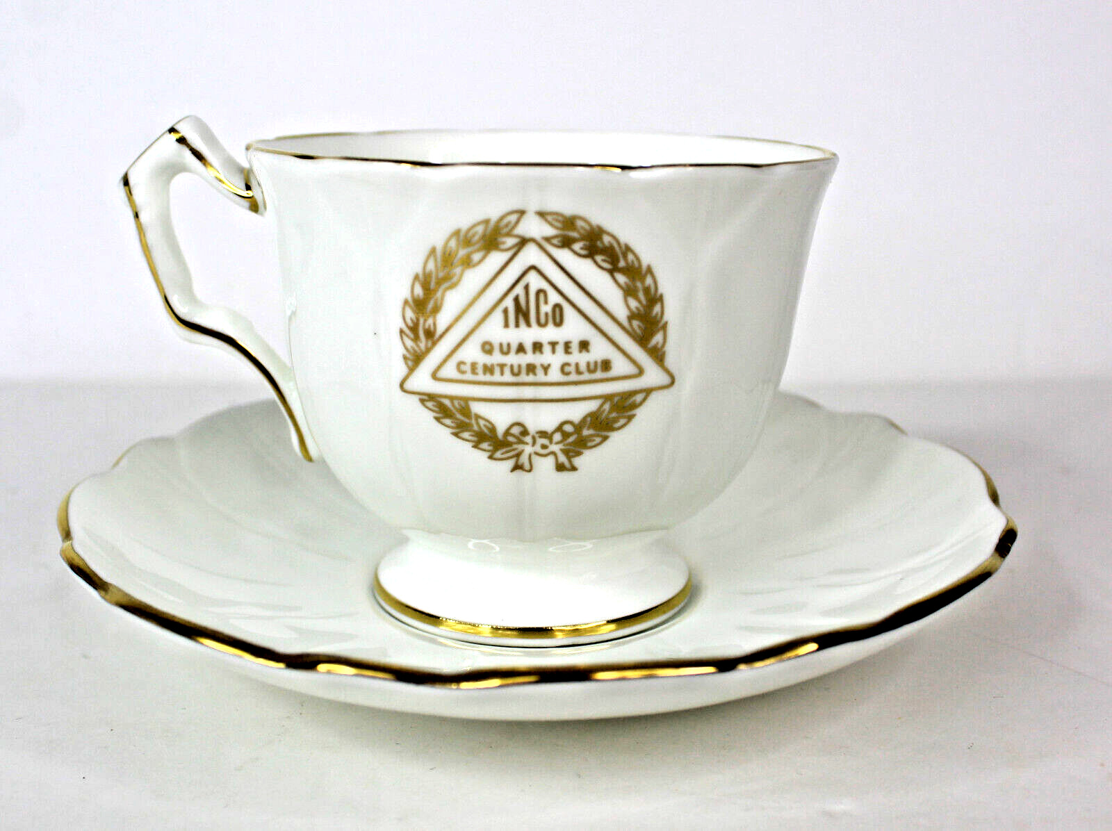AYNSLEY INCO (CANADIAN MINING COMPANY) BONE CHINA TEACUP AND SAUCER RARE FIND