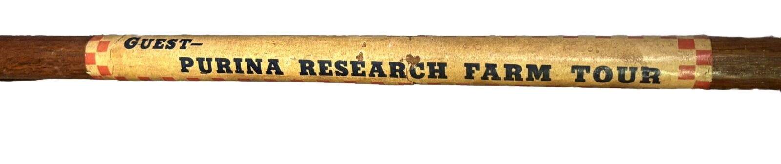 Vintage Purina Research Farm Tour Guest Wood Walking Cane Stick advertisement