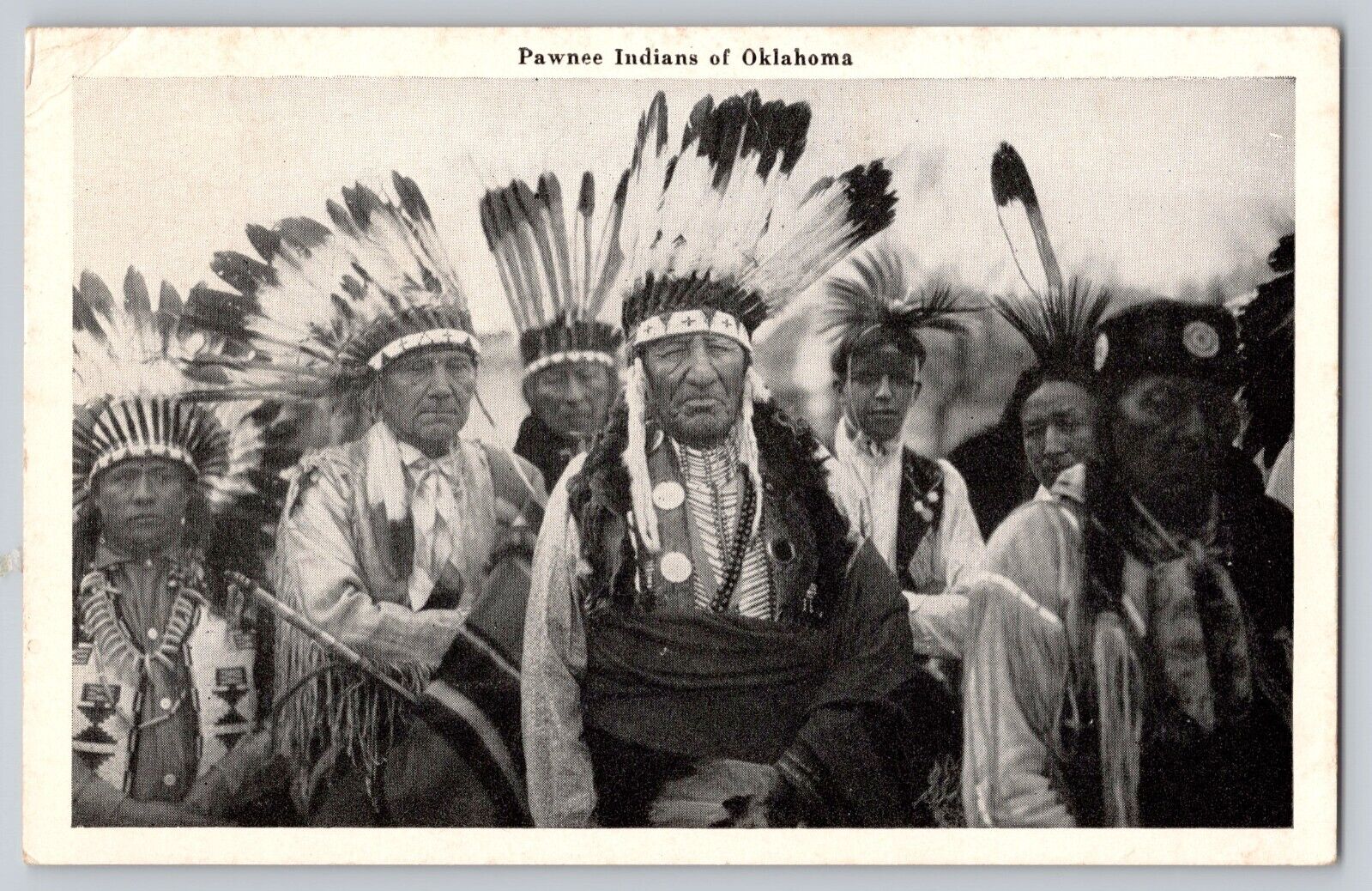Postcard Oklahoma Pawnee Indians Tribe Portrait  Posted 1947
