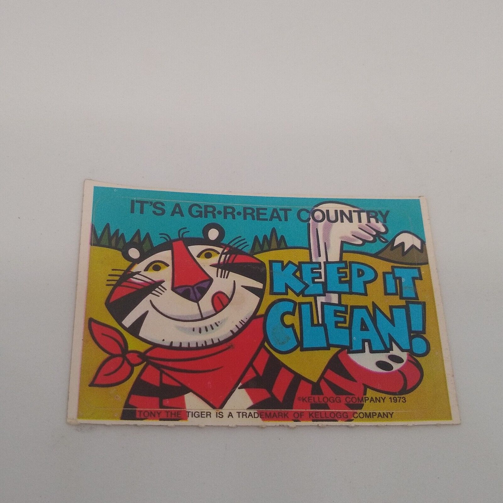 Tony Tiger  Frosted Flakes 1973 Water Keep It Clean Kellogg\'s Sticker Card