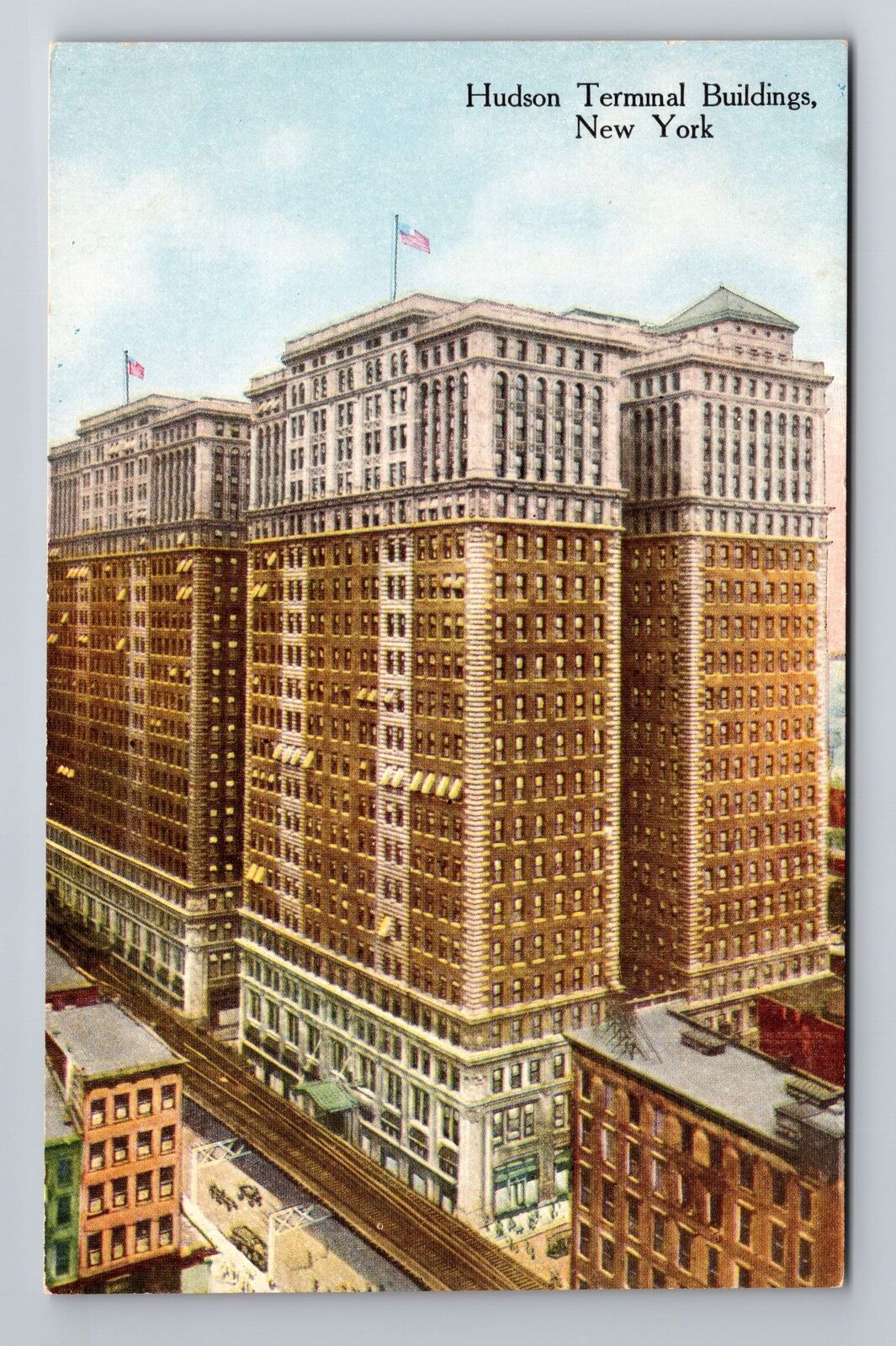 New York City NY, Hudson Terminal Building, Antique Vintage Souvenir Postcard