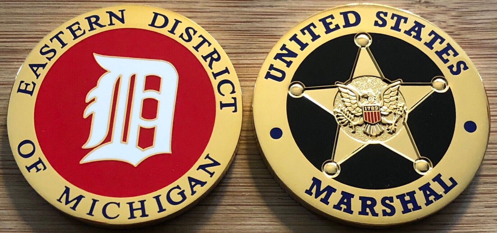 US Marshals Service - Eastern District of Michigan Big “D” Gold challenge coin