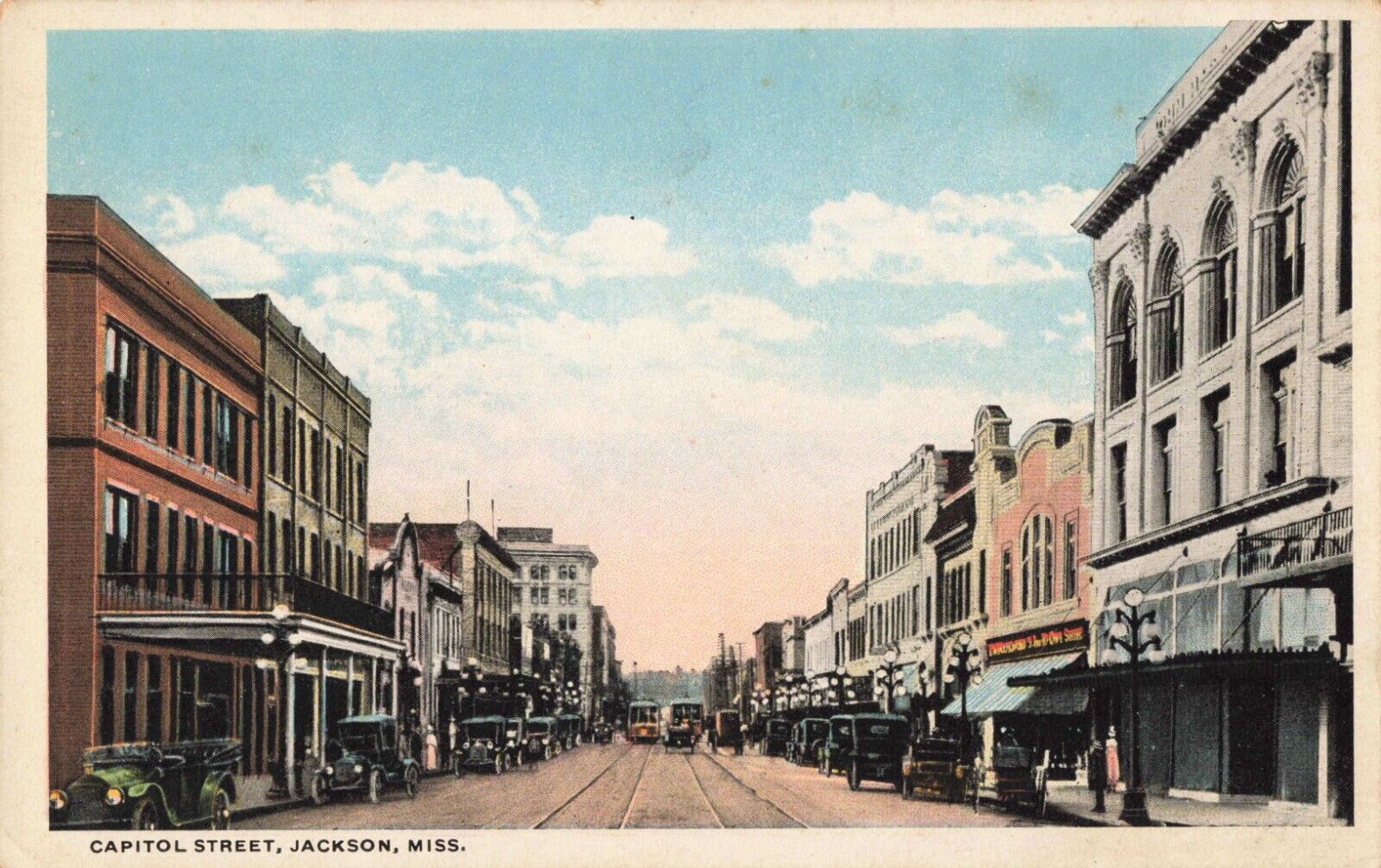Capitol Street Jackson Mississippi MS c1920 Postcard