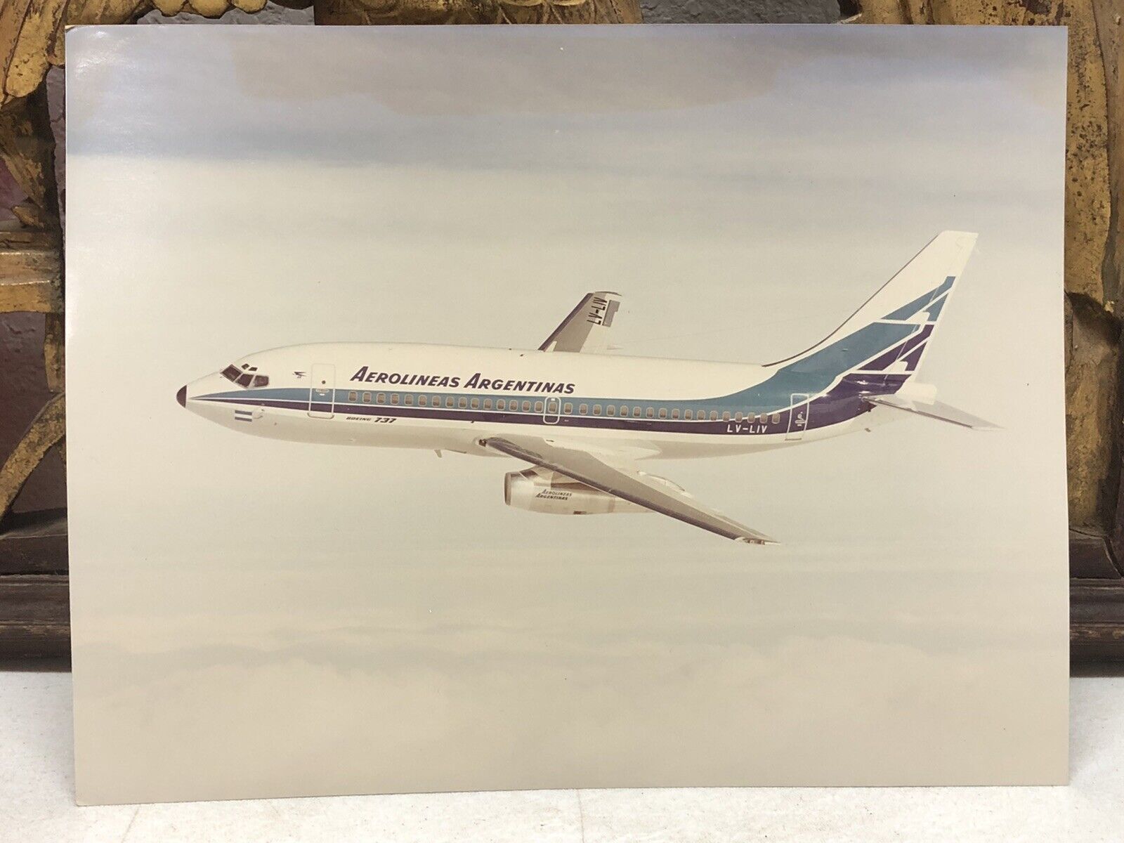 Vintage LARGE PHOTO - AEROLINEAS ARGENTINAS Boeing 737 IN-FLIGHT