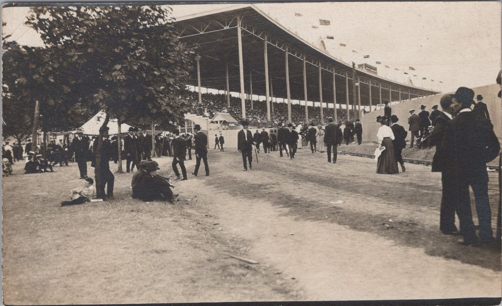 Crowds at Grandstand Canadian National Exhibition Toronto c1900s RPPC Postcard