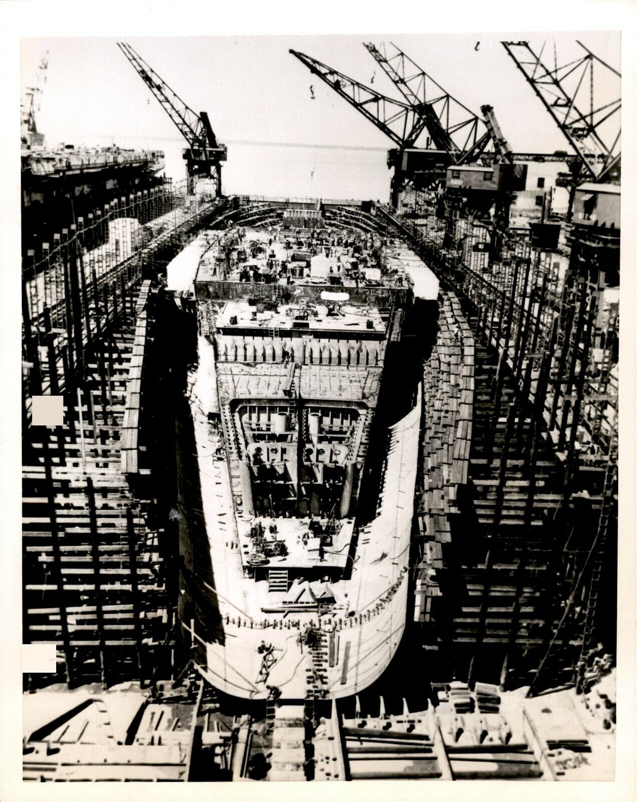 GA148 1953 Original Photo USS FORRESTAL Newport News VA Keel Construction Site