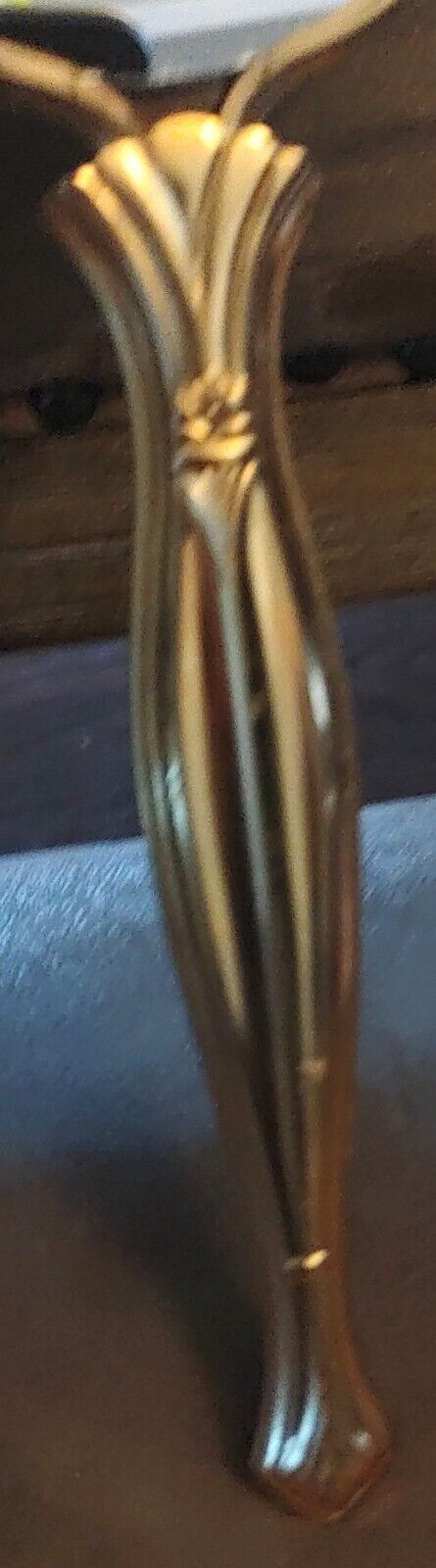 Vintage Gold Tone Hand Held Mirror W/Floral Imprints On Back $12