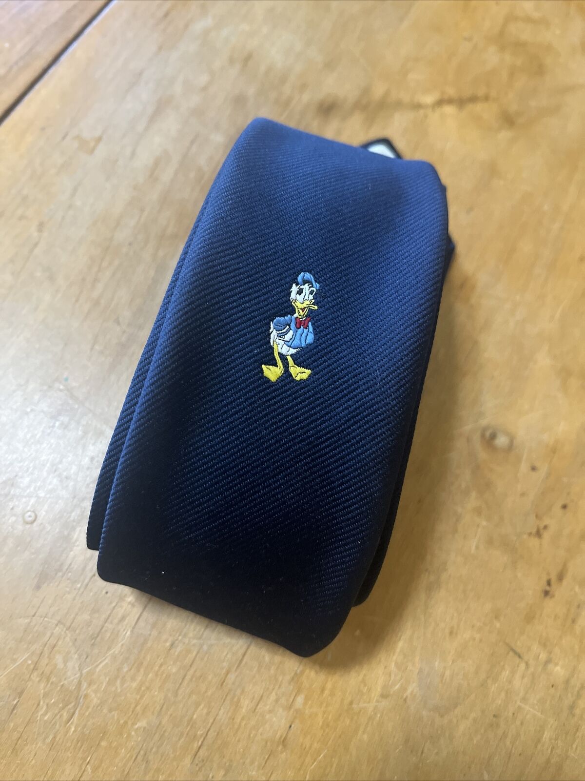 Vintage 60s/70s Cervantes Mickey Mouse Embroidered Skinny Donald Duck Tie Navy