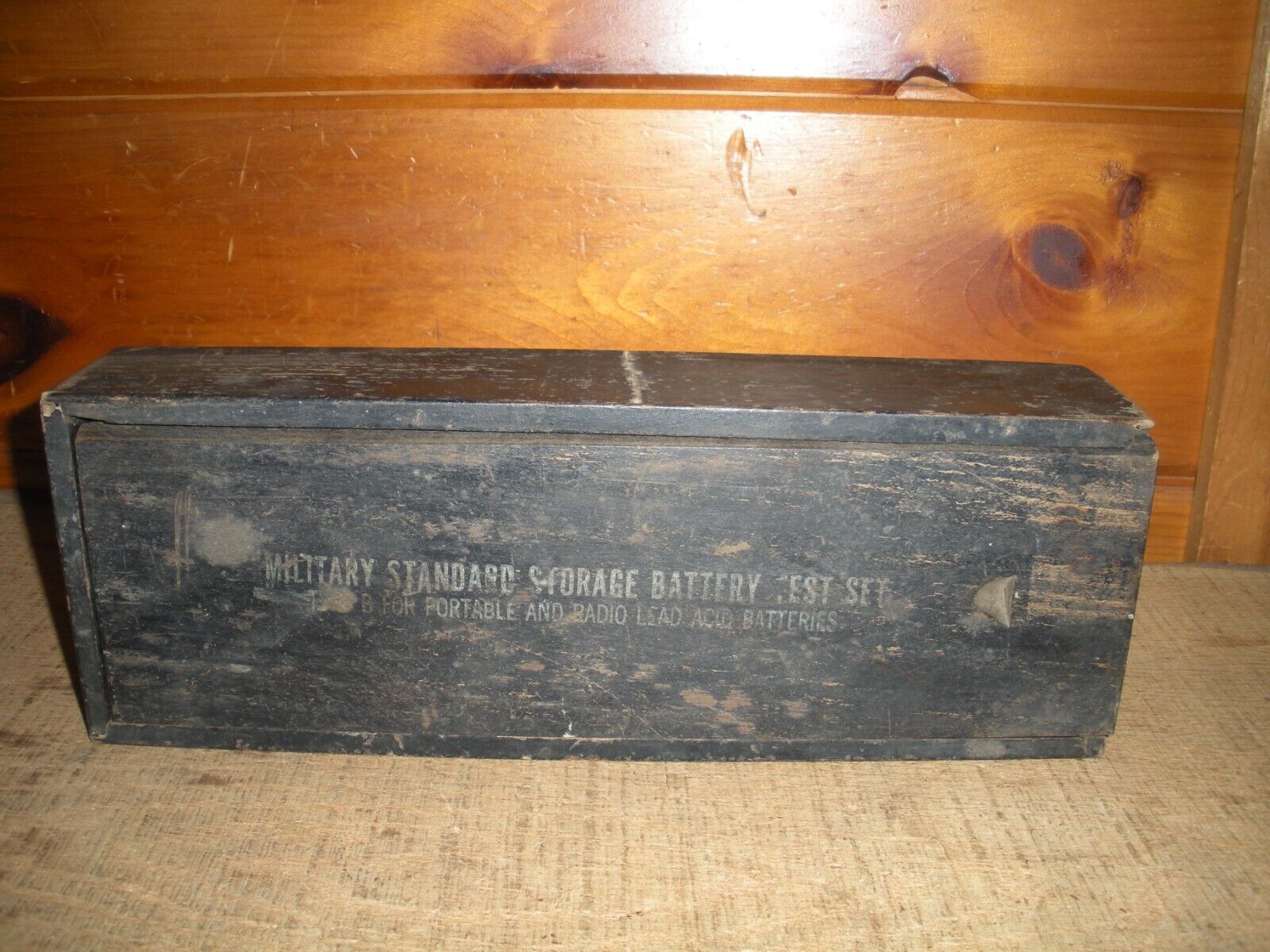 Vintage Wooden MILITARY BATTERY TEST SET BOX