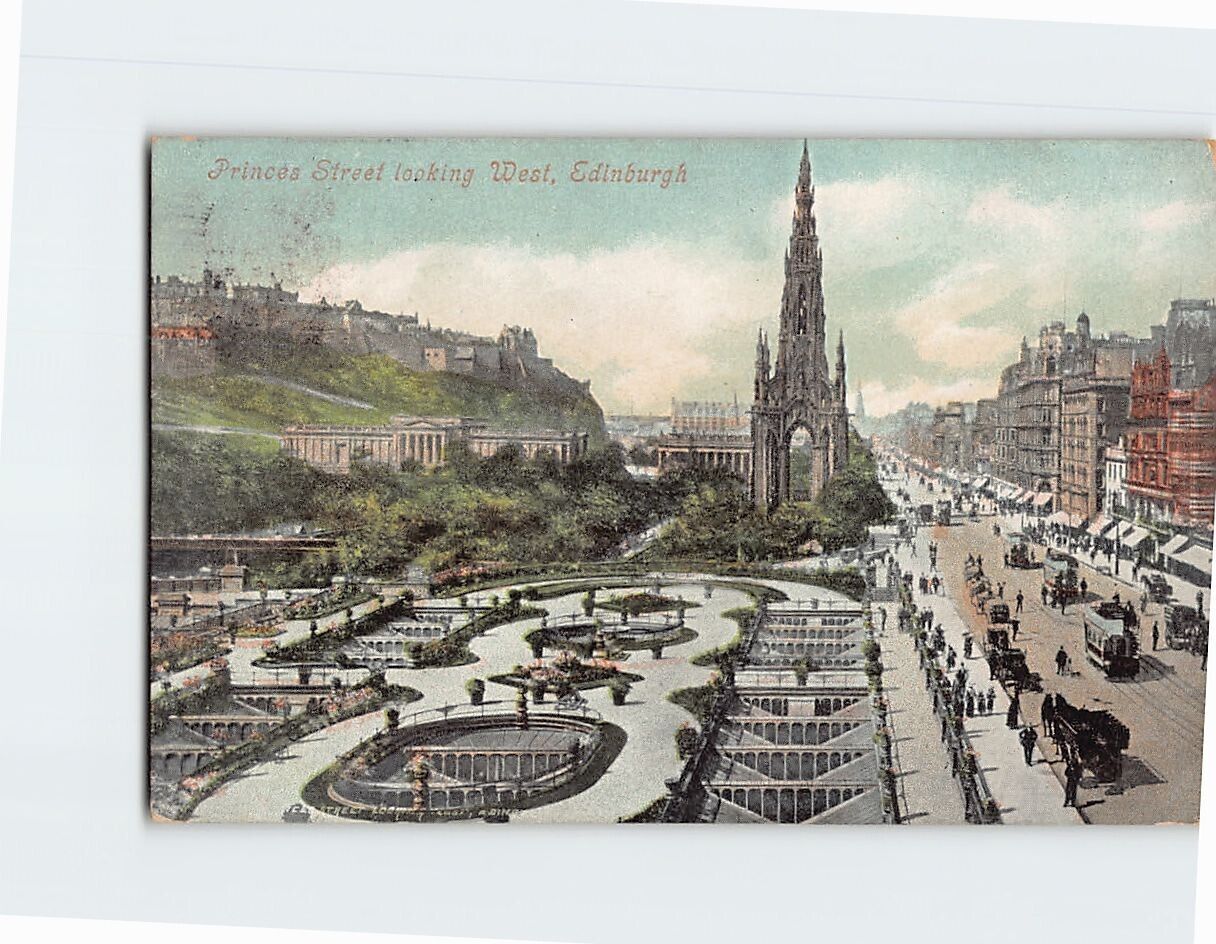 Postcard Princes Street looking West, Edinburgh, Scotland