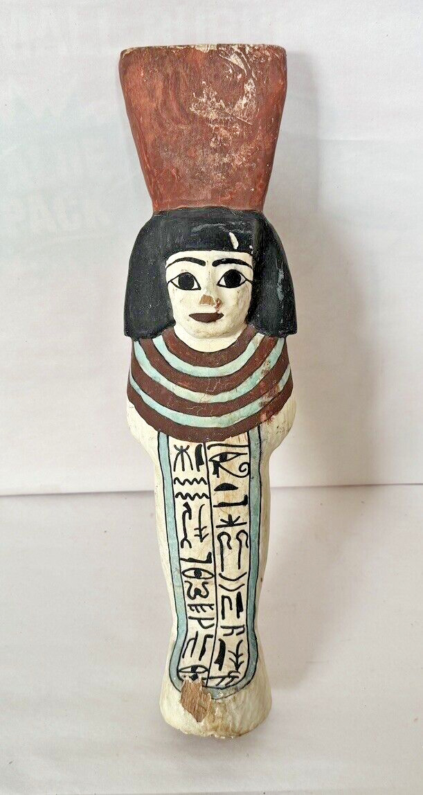 Vintage or Antique Egyptian Shabti Ushabti Wood Figurine, Estate Find 15\