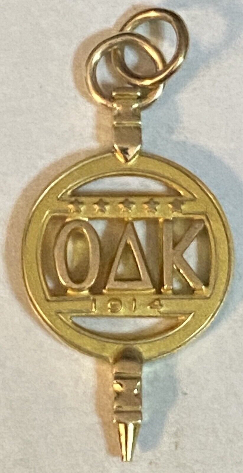 10KT Gold Omicron Delta Kappa Fraternity Pendant 1964 Arkansas Razorbacks OΔΚ