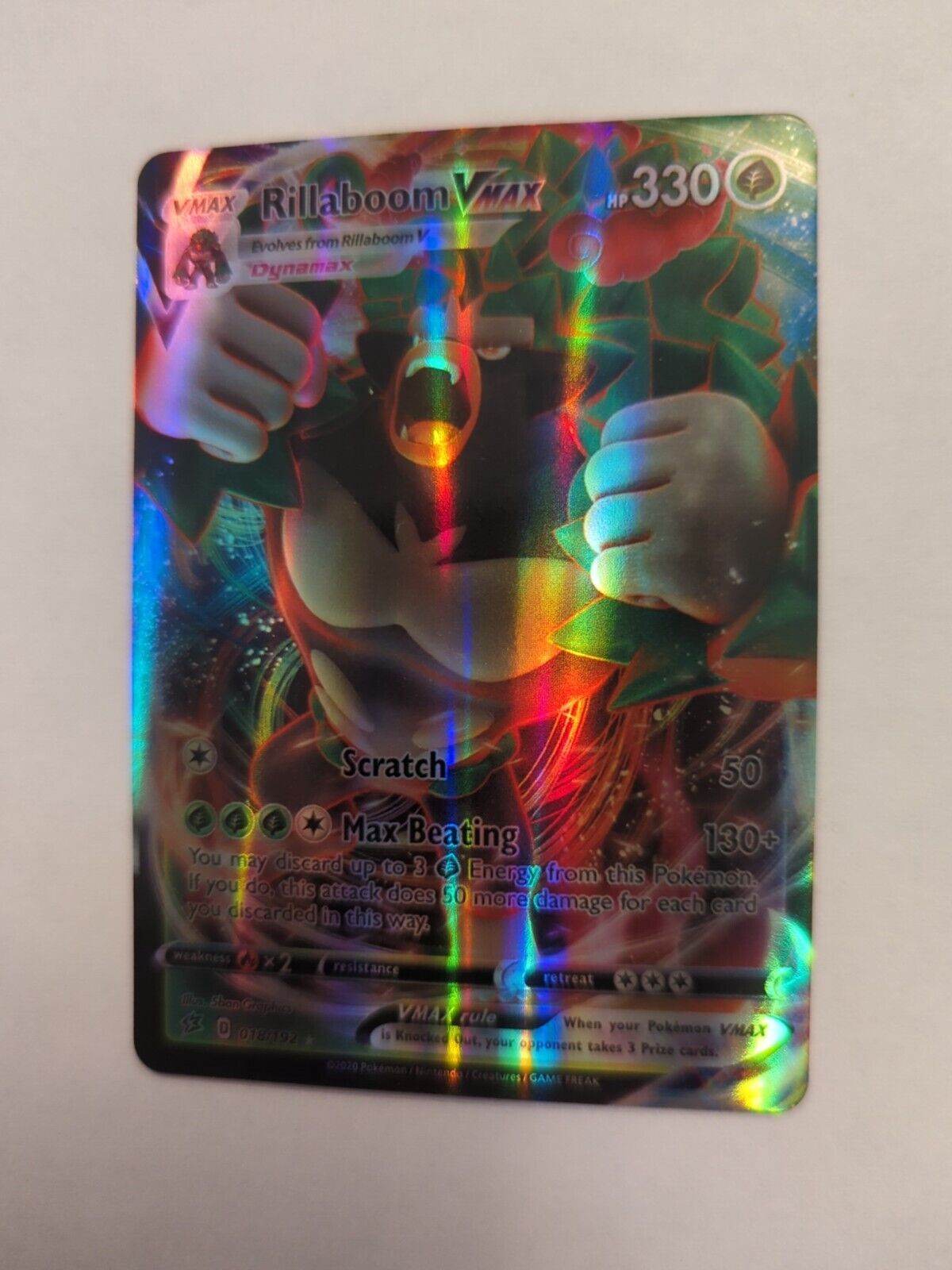 Rillaboom, #018/192, Vmax, Pokemon Card, Ultra Rare Rebel Clash, 