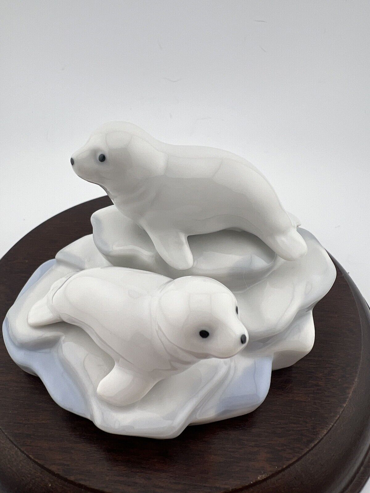 Vintage Tagore Figurine Of Two Seal Pups On Ice
