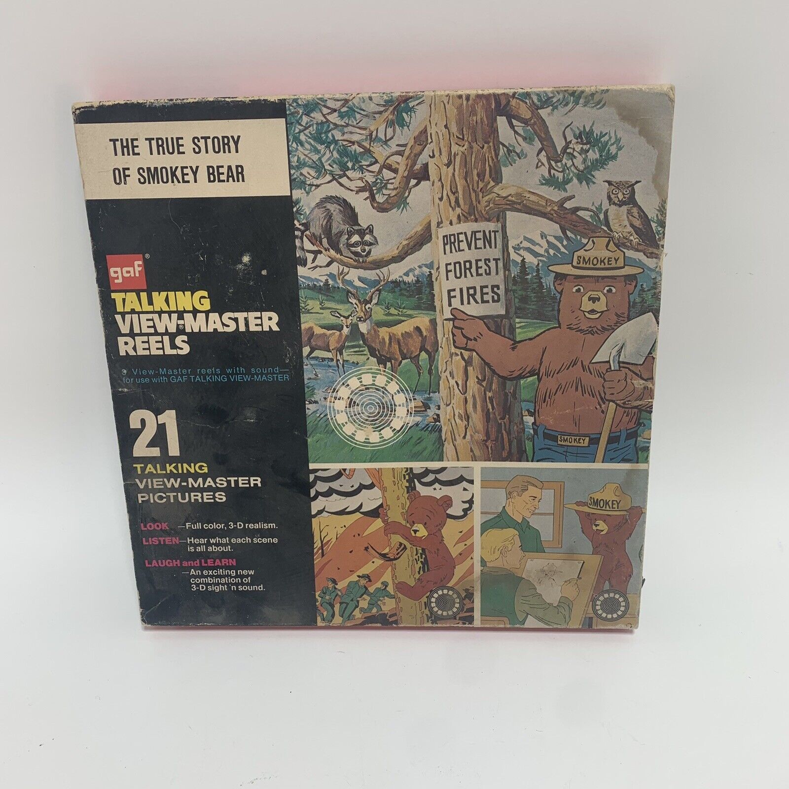 View-Master THE TRUE STORY OF SMOKEY BEAR - B405 - 3 Reel Set + Booklet -1969 AB
