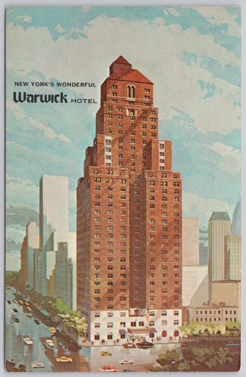 New York City Vintage Postcard Warwick Hotel