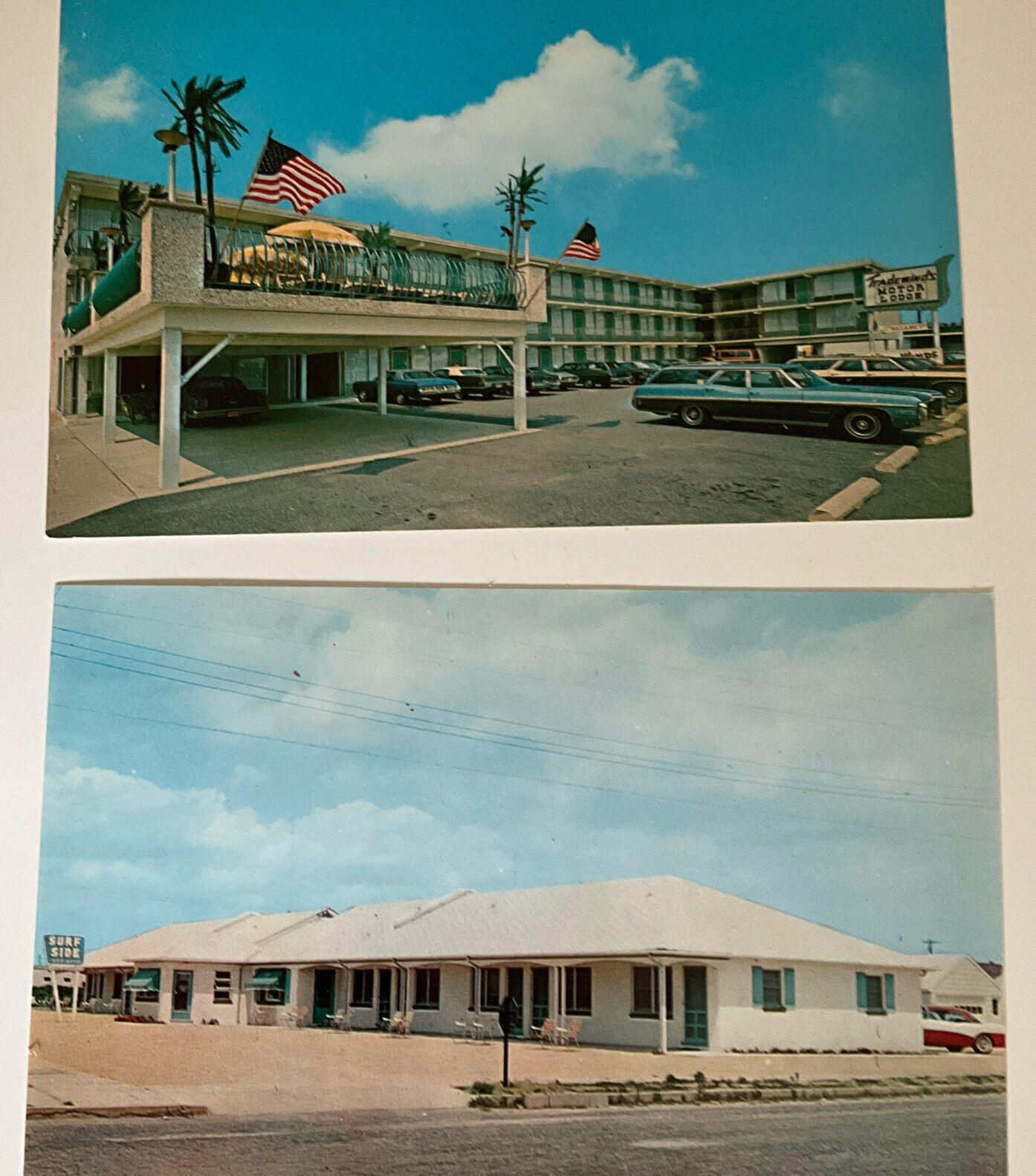 Lavallette, N J Motels Flag,cars,2 Cards